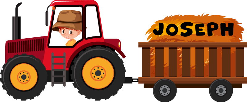 Dieren vinyl tapijt tractor met hooi - TenStickers