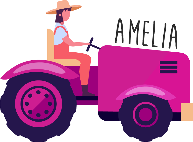 Dieren vinyl tapijt persoonlijk tractor avontuur - TenStickers