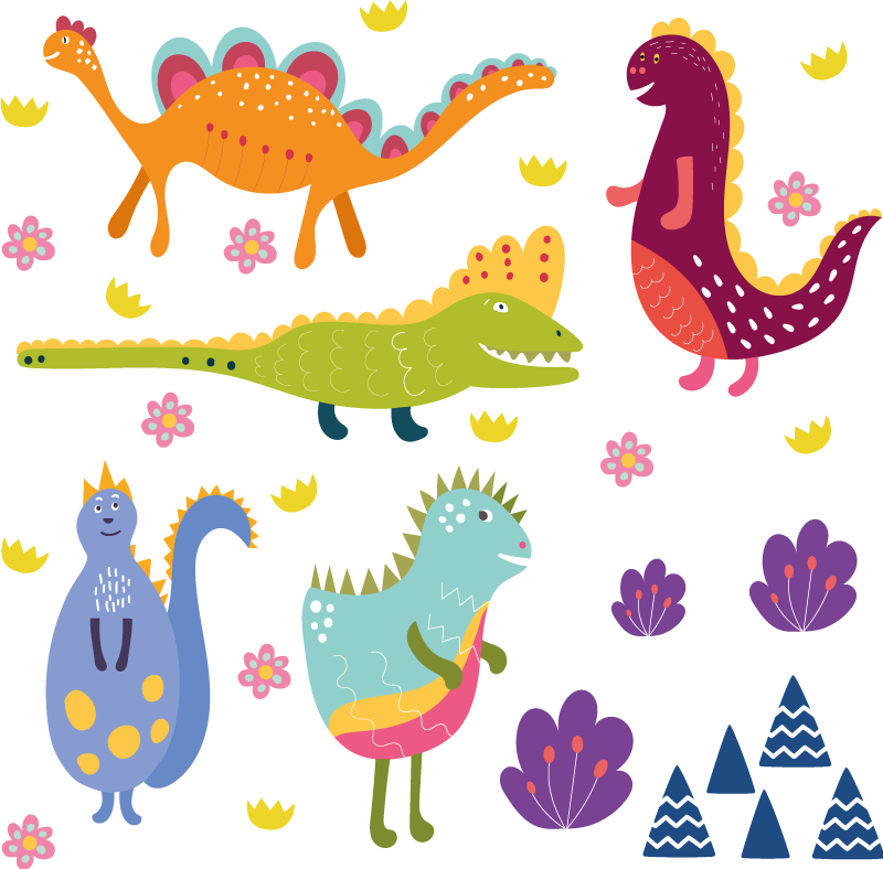 Dieren vinyl tapijt kleurige dinosaurus figuren - TenStickers