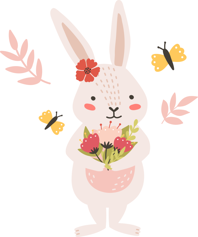 Dieren vinyl tapijt schattige konijn kunstwerk - TenStickers