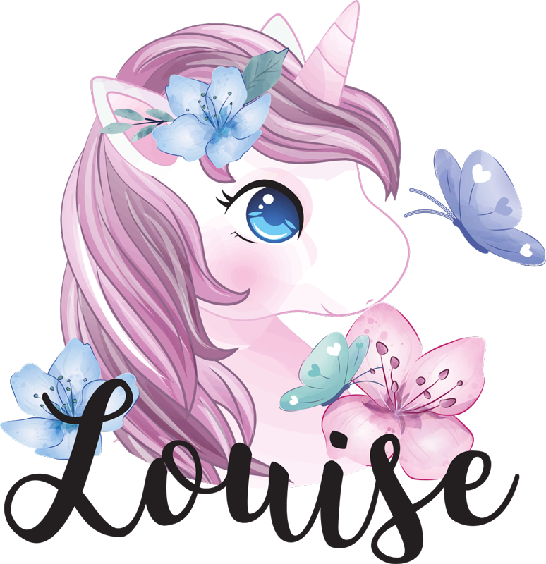 Dieren vinyl tapijt eenhoorn met vlinder - TenStickers