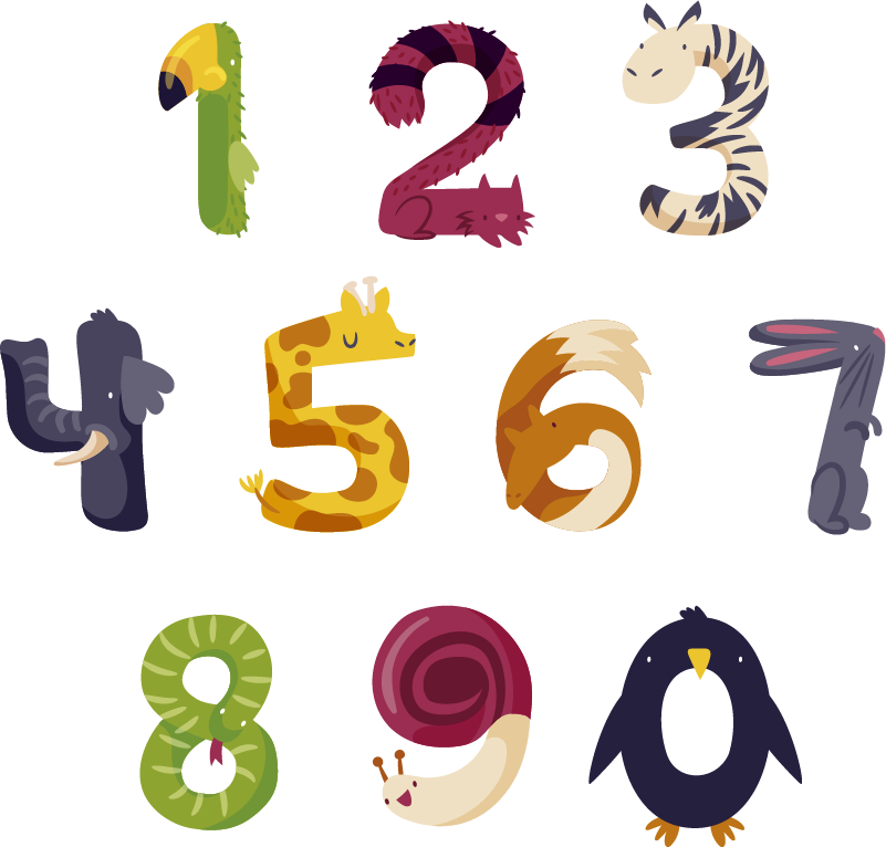 Dieren vinyl tapijt met cijfers en dieren - TenStickers