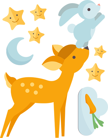 Dieren vinyl tapijt hert en konijn - TenStickers