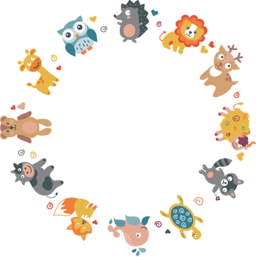 Dieren vinyl tapijt baby dieren in cirkel - TenStickers