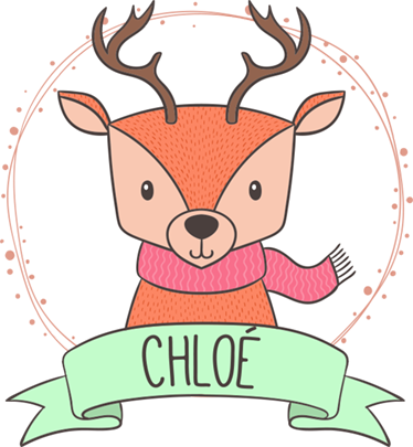 Dieren vinyl tapijt baby hert met naam - TenStickers