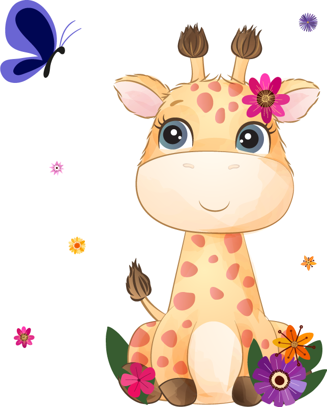 Dieren vinyl tapijt wild afrika voor kinderen giraf meisje - TenStickers