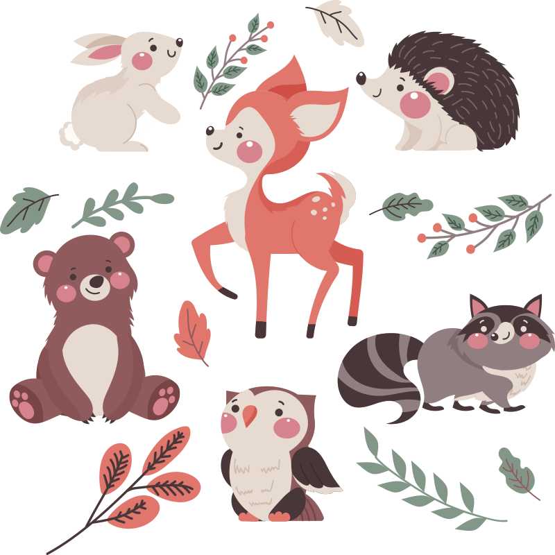 Dieren vinyl tapijt herfstbosdieren - TenStickers