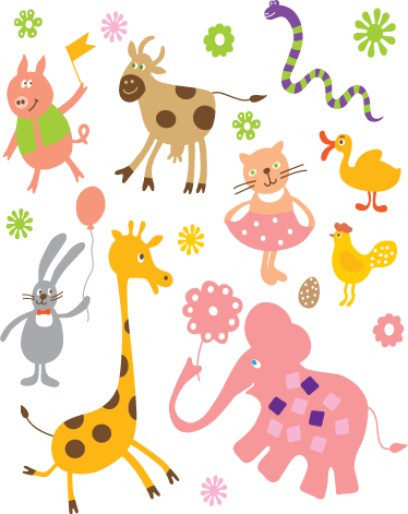 Dieren vinyl tapijt kleurrijke wezens - TenStickers