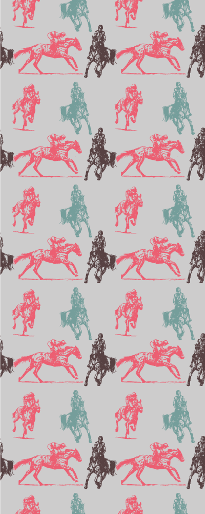 Dieren vinyl tapijt paardenpatroon op grijze achtergrond - TenStickers