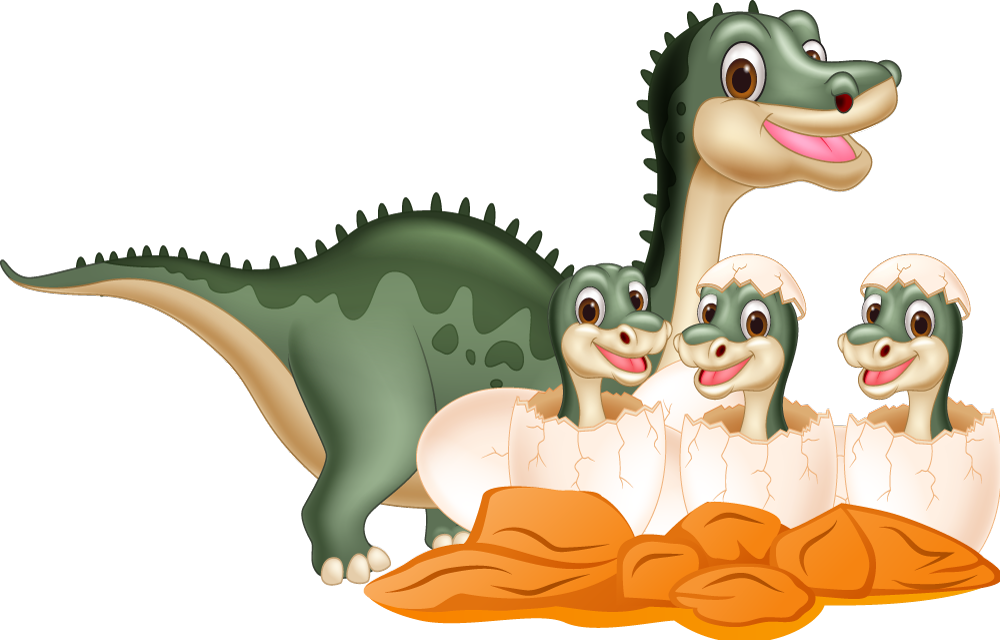 Dieren vinyl tapijt schattige dinosaurussen familie - TenStickers
