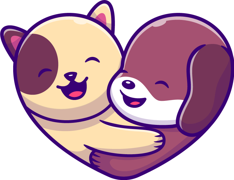 Dieren vinyl tapijt schattige dieren omarming - TenStickers