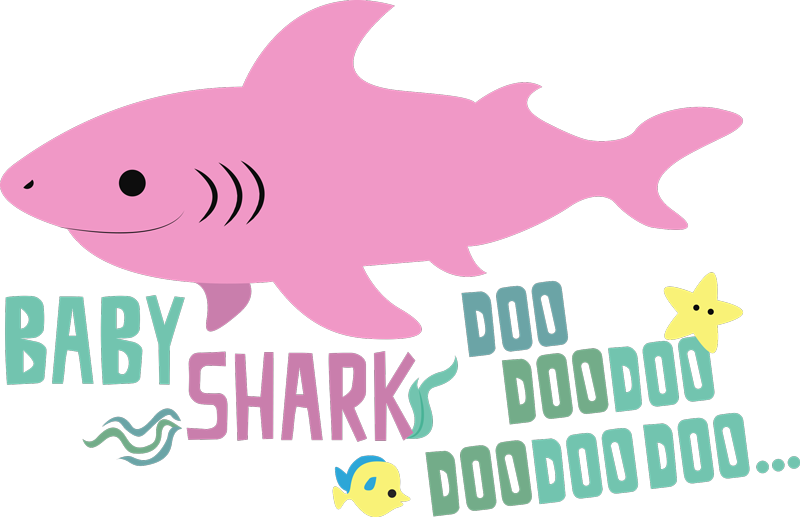 Dieren vinyl tapijt met teksten van baby shark - TenStickers