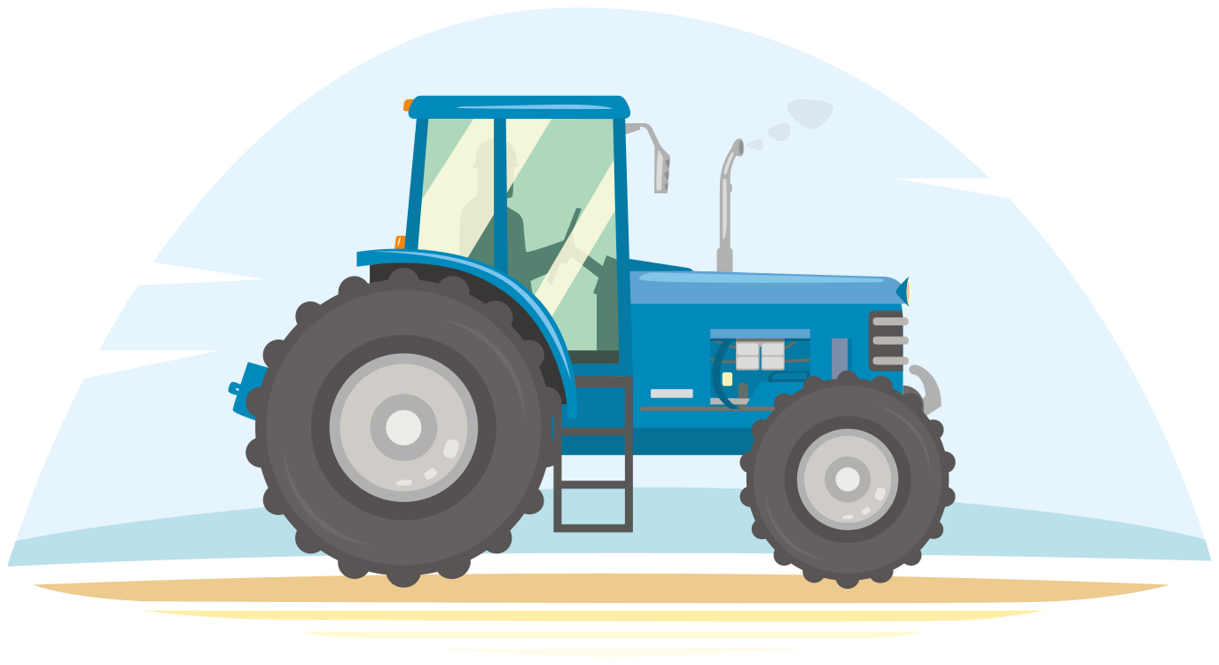 Dieren vinyl tapijt met blauwe tractor illustratie - TenStickers