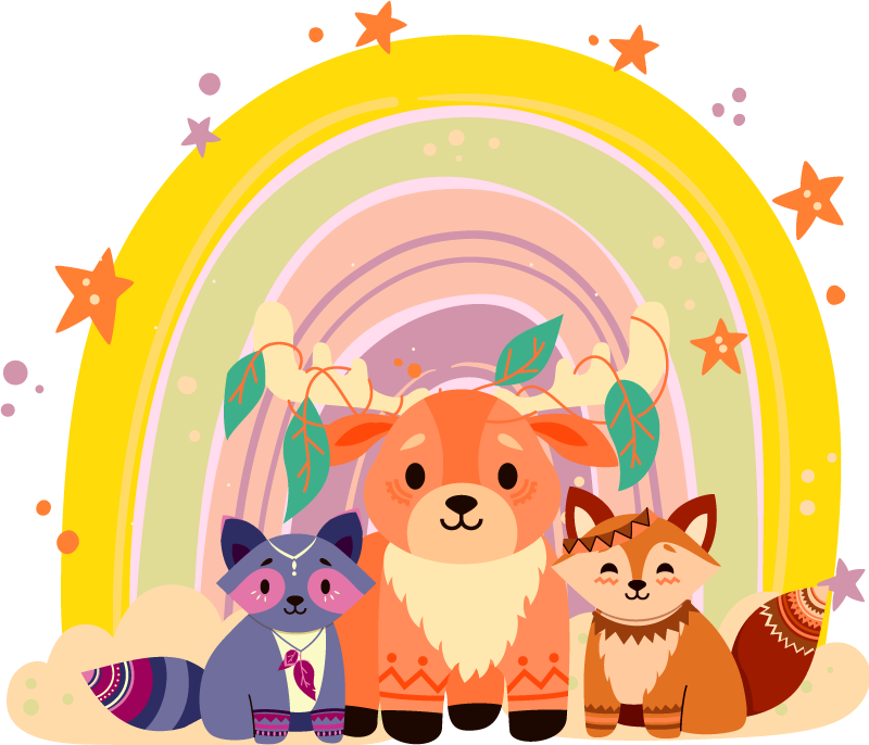 Dieren vinyl tapijt charmante wezens trio - TenStickers