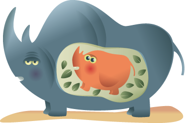 Dieren vinyl tapijt zwangere neushoornmoeder - TenStickers