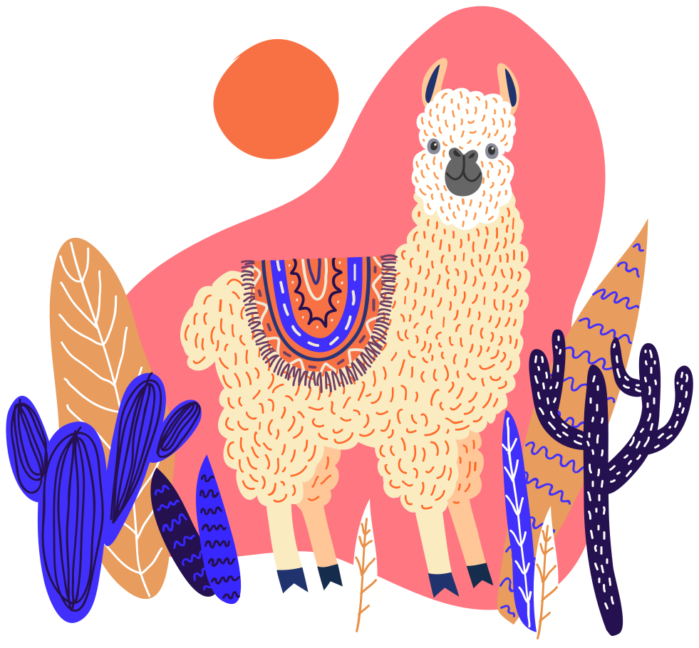 Dieren vinyl tapijt peruaanse lama en cactus - TenStickers