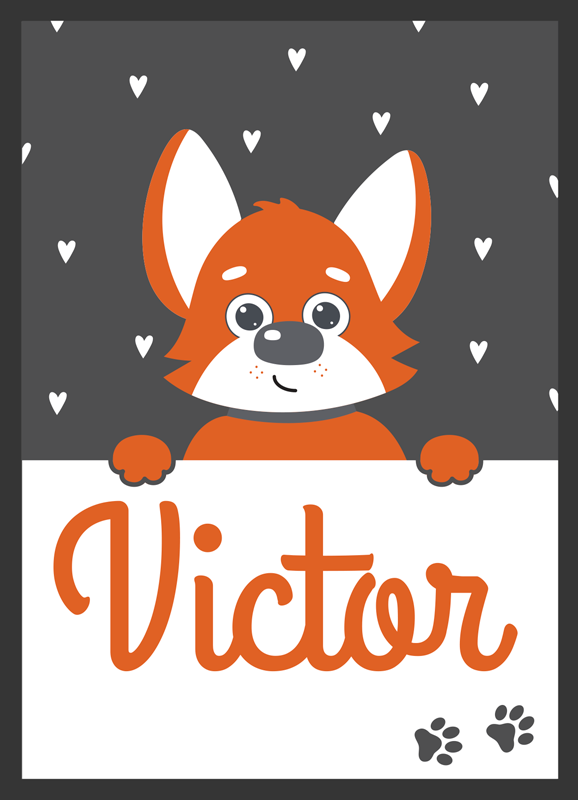 Dieren vinyl tapijt honden kinderen poster met naam - TenStickers