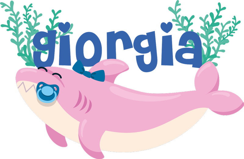 Dieren vinyl tapijt baby shark met naam meisje - TenStickers