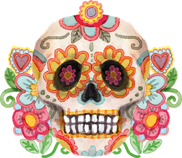 Vinyl tapijt halloween aquarella bloemen schedel - TenStickers