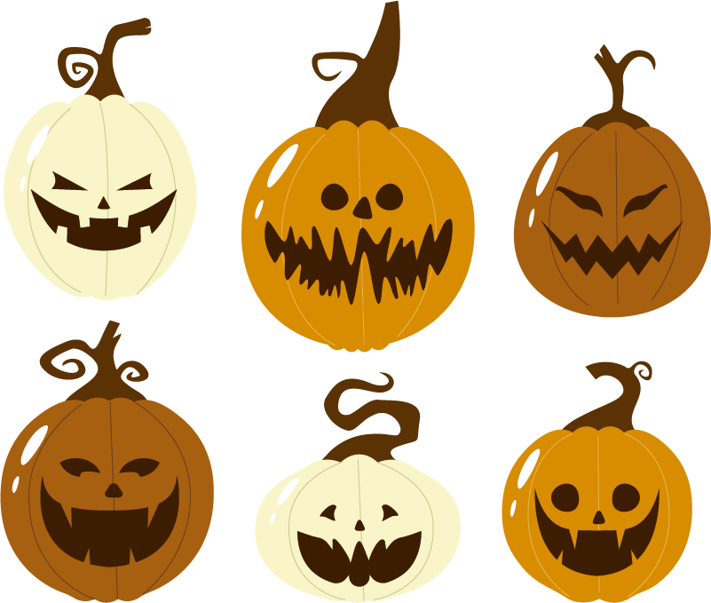 Vinyl tapijt halloween set van griezelige pompoenen - TenStickers