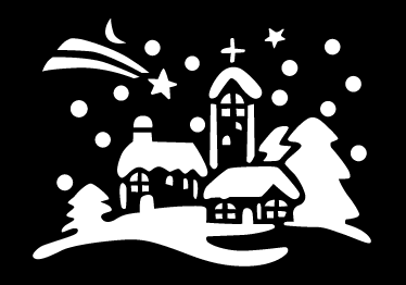 Vinyl tapijt kerstmis zwart-witte stad - TenStickers