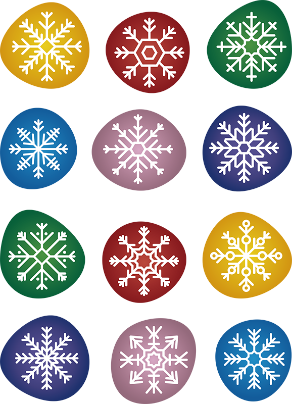 Vinyl tapijt kerstmis kleurrijke sneeuwvlokken - TenStickers
