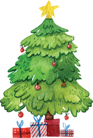 Vinyl tapijt kerstmis boom met cadeaus - TenStickers