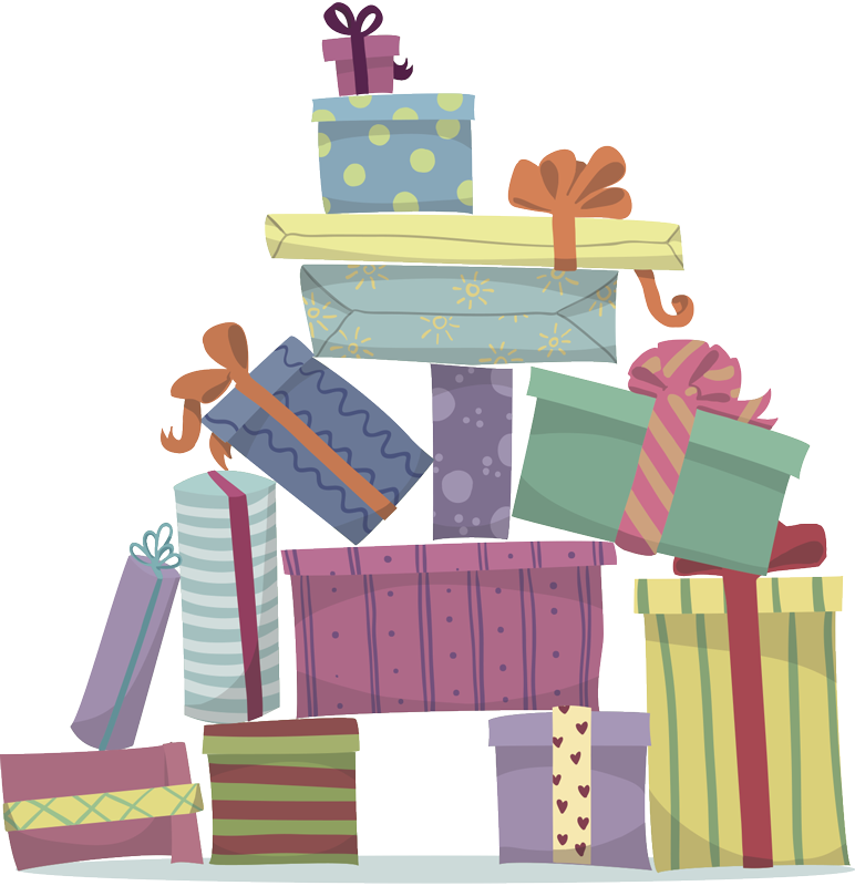 Vinyl tapijt kerstmis berg van cadeaus - TenStickers