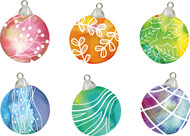 Vinyl tapijt kerstmis aquarel kerstbal ornamenten - TenStickers