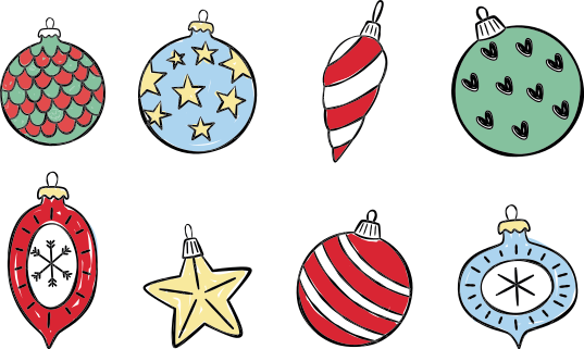 Vinyl tapijt kerstmis set van vintage kerstballen - TenStickers