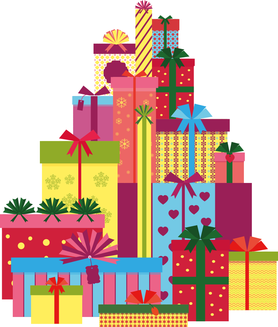 Vinyl tapijt kerstmis grote stapel cadeaus - TenStickers