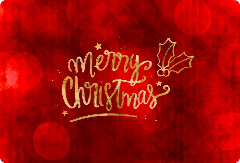 Vinyl tapijt kerstmis vrolijk kerstmis in rood - TenStickers