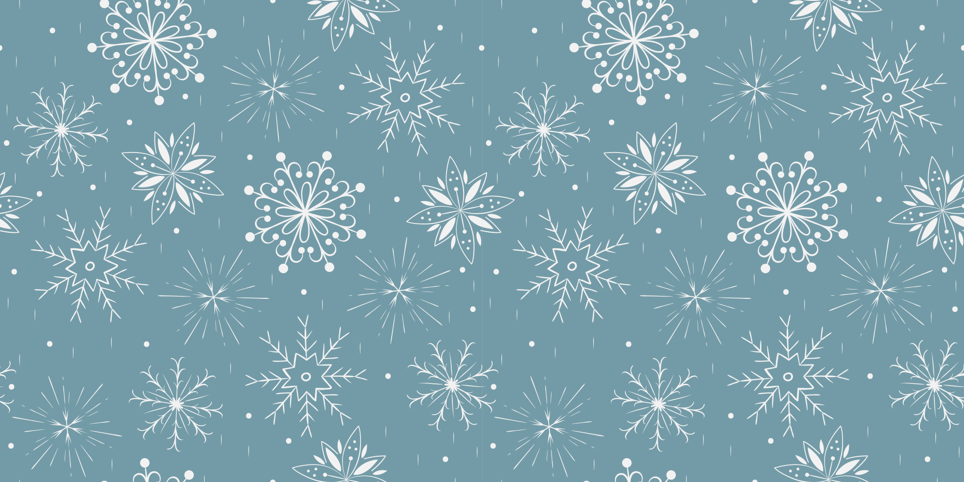 Vinyl tapijt kerstmis blauwe en witte sneeuwvlokken - TenStickers