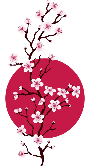 Vinyl tapijt bloemen en planten japanse kersenboom takken - TenStickers