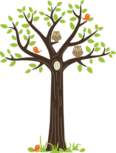 Vinyl tapijt bloemen en planten uilen en bomen - TenStickers