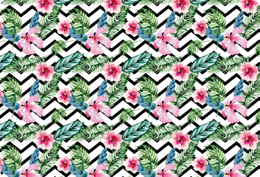 Vinyl tapijt bloemen en planten groene tropische zigzag - TenStickers