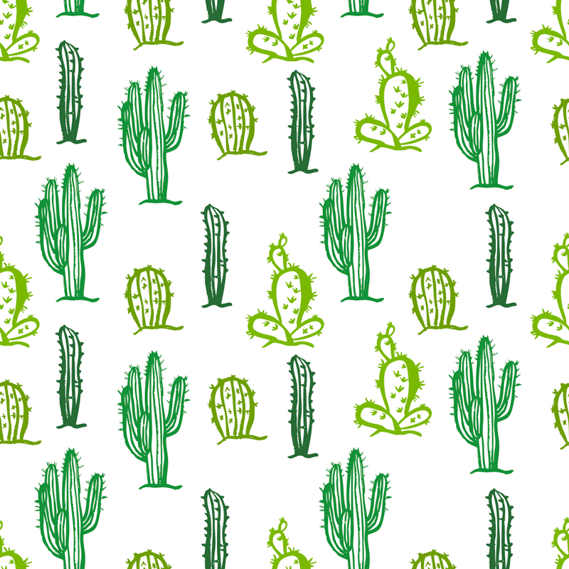 Vinyl tapijt bloemen en planten groene cactus stijl - TenStickers