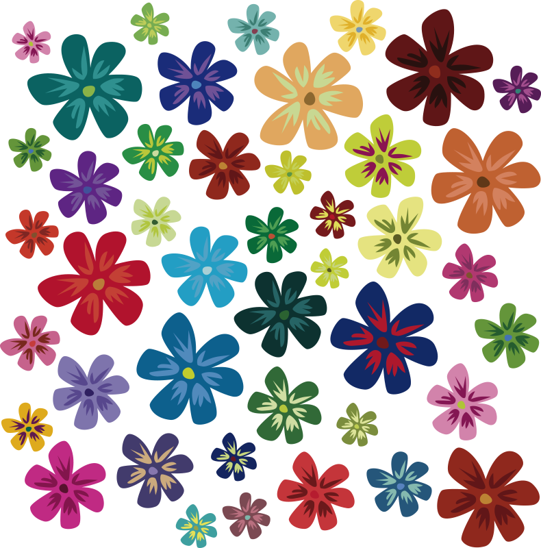 Vinyl tapijt bloemen en planten gekleurde bloemen - TenStickers