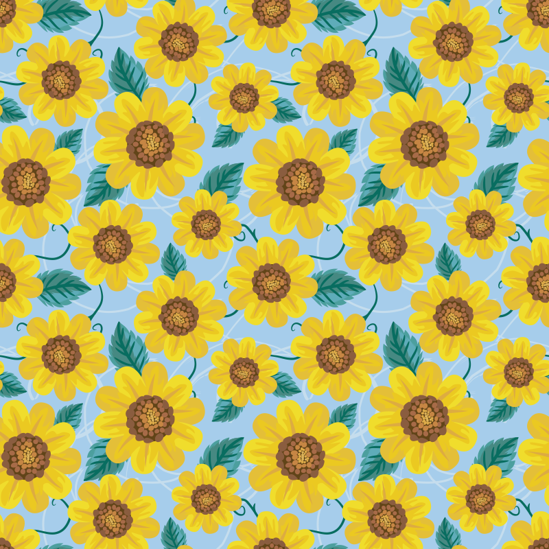 Vinyl tapijt bloemen en planten zonnebloem motieven - TenStickers