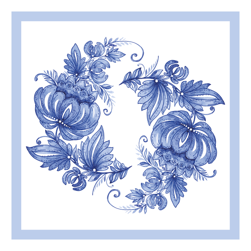 Vinyl tapijt bloemen en planten bloemenblauw ontwerp - TenStickers