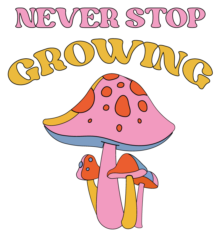 Vinyl tapijt bloemen en planten speelse paddestoel groei - TenStickers