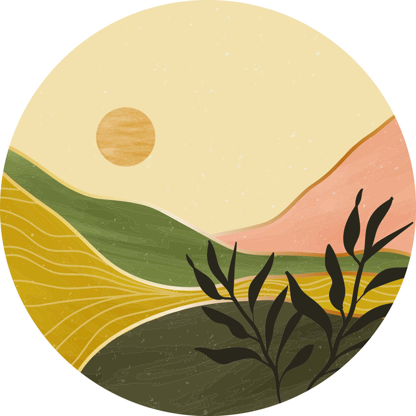 Vinyl tapijt bloemen en planten serene landschap - TenStickers
