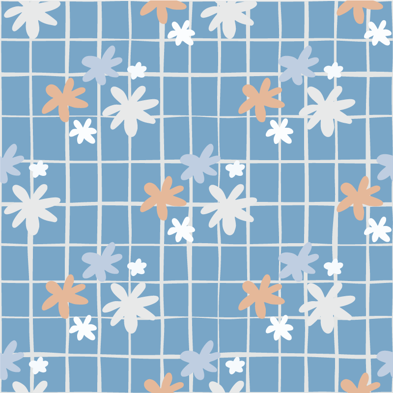 Vinyl tapijt bloemen en planten bloemillustratie - TenStickers