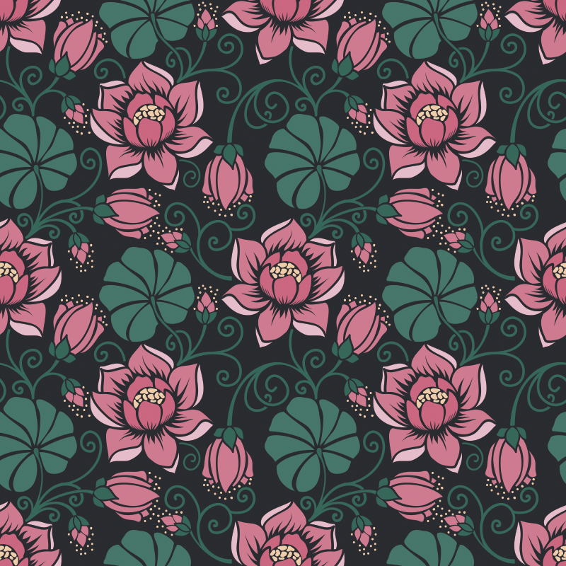Vinyl tapijt bloemen en planten bloeiende wijnstokken - TenStickers