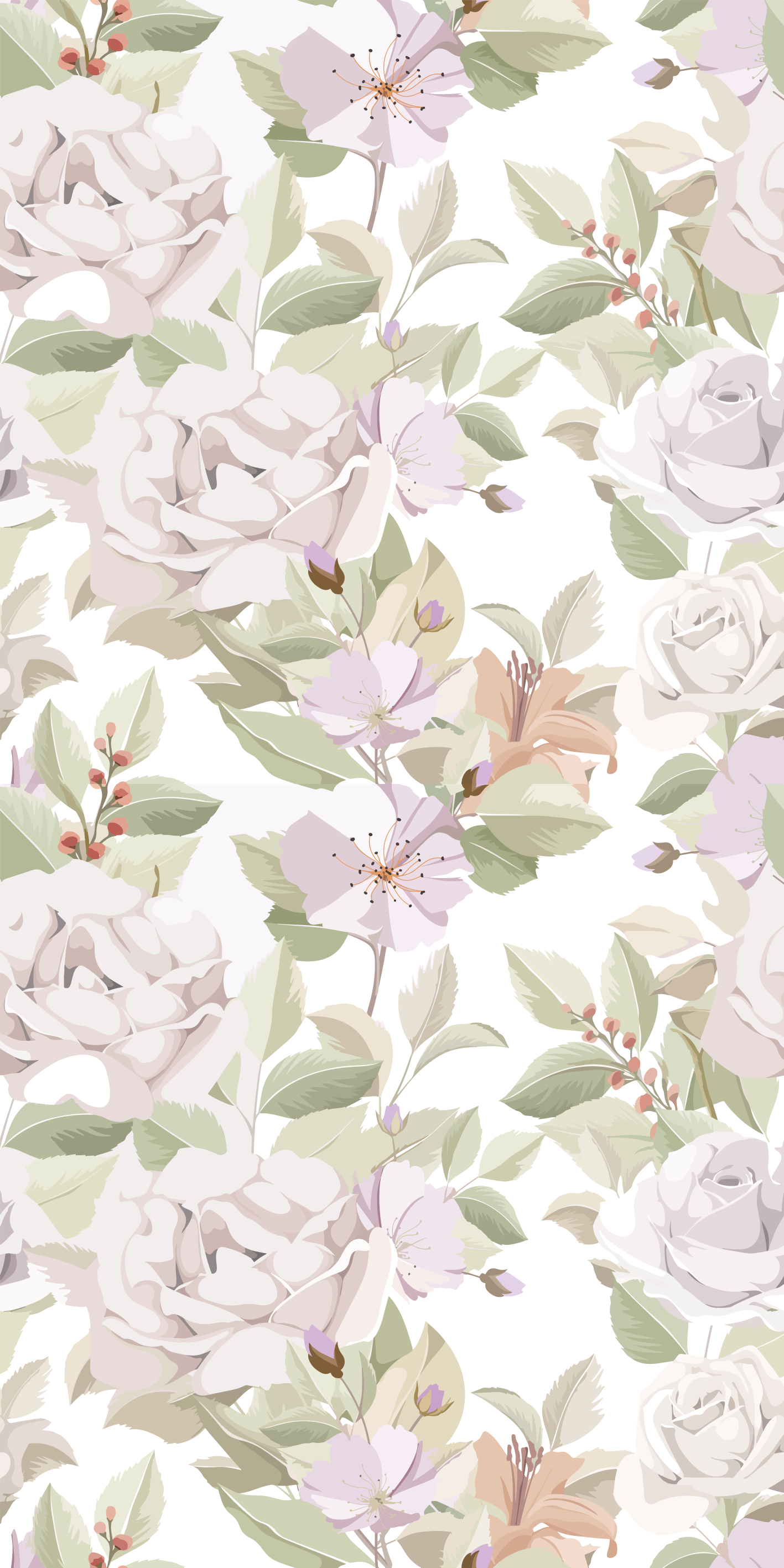 Vinyl tapijt bloemen en planten elegant bloemmotief - TenStickers