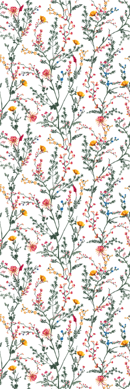 Vinyl tapijt bloemen en planten dun minimalistische tuin - TenStickers