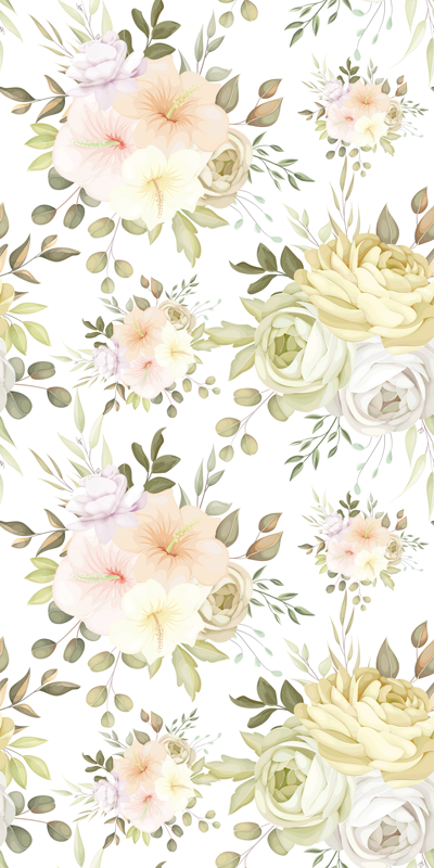 Vinyl tapijt bloemen en planten prachtig bloemenpatroon - TenStickers