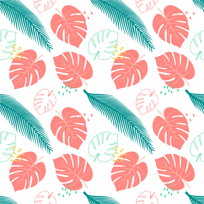 Vinyl tapijt bloemen en planten roze tropische bladeren - TenStickers