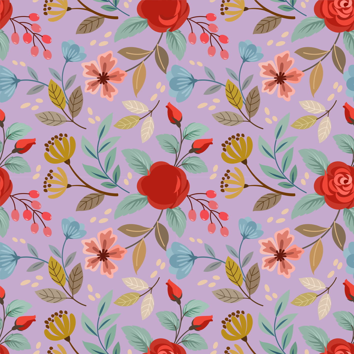 Vinyl tapijt bloemen en planten kleurrijke bloemen - TenStickers