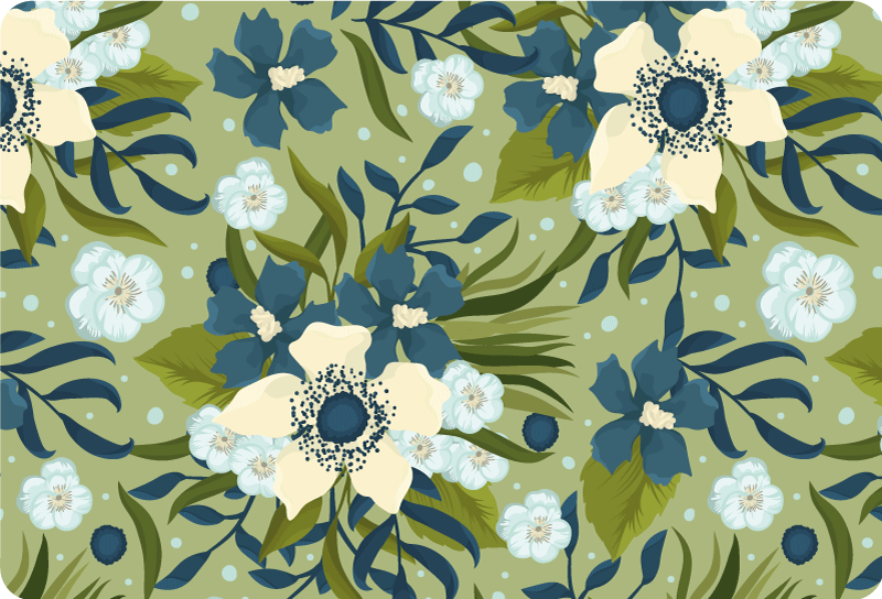 Vinyl tapijt bloemen en planten zomers kleurrijk patroon - TenStickers